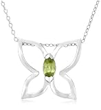 Sterling Silver Peridot Butterfly Pendant, 18"