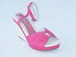 VOLATILE Pinupsolid Wedge Ankle Strap Shoes in Fuchsia