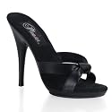 5 Inch Sexy High Heel Shoes Knotted Leather Strap Slide Slip On Black or White CLEARANCE
