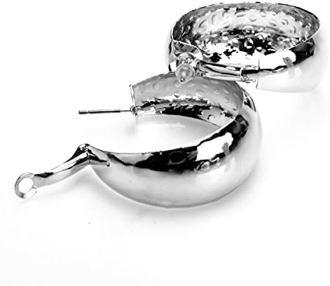 Ulike2 Women Silver Gold Plated1.5 Inch Stunning Stainless Steel Hoop Earrings-2 Pairs (Silver)
