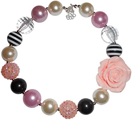 Little Girls Chunky Bubble Gum Pink Rose Necklace