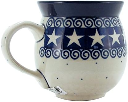 Polish Pottery 11 Ounce Handmade Bubble Mug Boleslawiec Poland Traditional Stoneware Pattern Patriot