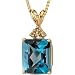 14 Karat Yellow Gold 7.25 carats Radiant Checkerboard Cut London Blue Topaz Diamond Pendant