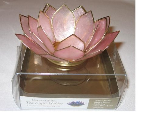 Small Rose Quartz Capiz Tealight Holder