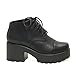 Reneeze 0124JD04 Womens Trendy Platform Lace-up Casual Shoes with Toe Cap - BLACK