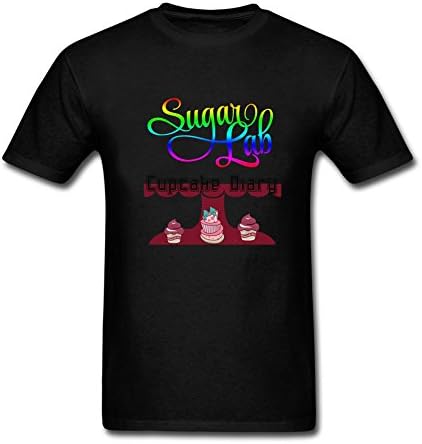 Tee Center Sugar Lab Cupcake Diary Tees Mens O-Neck Black S