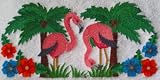 Bath Towel Set with Embroidered Pink Flamingos