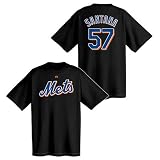 Johan Santana New York Mets Black Jersey Name & Number T-Shirt