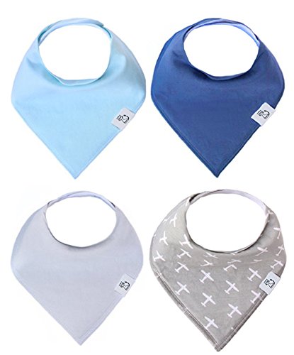 Baby Bandana Drool Bibs for Boys Oxford Set 4 Pack of Unisex Absorbent Cotton Modern Baby Gift Set for Girls