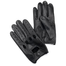 Isotoner Men's Smooth Leather Driving Glove With Covered Snap