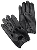 Isotoner Men's Smooth Leather Driving Glove With Covered Snap,Black,Large