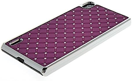 HUAZHUN Hard Bling Luxury Chrome Rhinestone Star Back Case Cover For Huawei Ascend P7 Purple