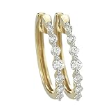 14K Yellow Gold 1/2 ct. Diamond Hoop Earrings
