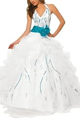 Halter Lace Organza Quinceanera Dress 