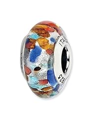 Sterling Silver Reflections Red/Orange/Blue Italian Murano Bead