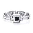 Ultramodern Elegance: Stainless Steel Industrial-style Link Bracelet with Black Ceramic centerpiece for Men
