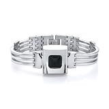 UltramodernElegance:StainlessSteelIndustrial-styleLinkBraceletwithBlackCeramiccenterpieceforMen