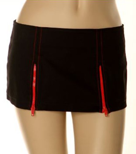 Folter Red Zip Black Mini Skirt