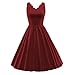 LUOUSE Retro V Neck Sleeveless Vintage 50's 60's Cocktail Party Swing Dress
