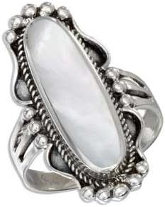 Southwestern Ring Mother of Pearl Sterling Silver Size 8