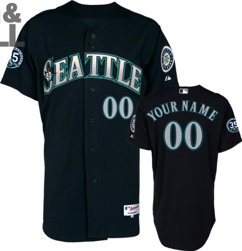 Seattle Mariners Jersey: Big & Tall Personalized Alternate Navy Authentic Jersey with 35th Anniversary Patch