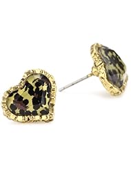 Betsey Johnson Crystal Leopard Heart Stud Earrings