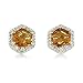 14k Gold Citrine and Round Diamond Stud Earring