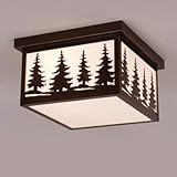 Yellowstone - 2 Light Rustic Outdoor Ceiling Lighting Fixture Tree Motif - Burnished Bronze - B2489