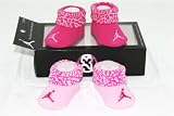 Nike Air Jordan 2 Pairs Newborn Infant Baby Girl Booties Socks Pink w/Air Jordan Logo Size 0-6 Months