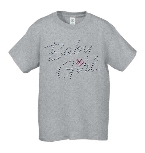 Kids Shirt Fun Short Sleeve Baby Girl Rhinestone Tee – Grey – S