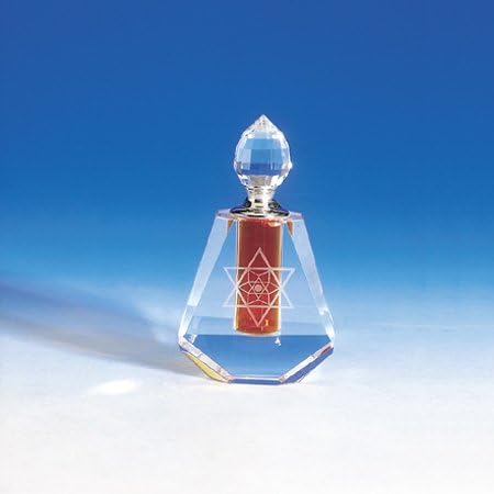 Jewish Etched Crystal Perfume Bottle with Glass Dauber