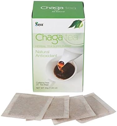 Siberian Chaga Mushroom Tea Wild Harvested Premium blend of raw &amp; extract powder / Natural Antioxidant (20 Tea Bags, Caffeine Free)