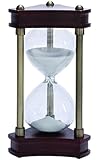 Benzara Beautifully Carved Wood Metal Glass Sand Timer