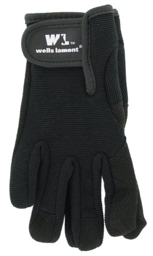 Children's Synthetic Leather Palm - Stretch Utility Gloves (Black) On Sale