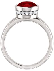 14K White Gold 10.00x8.00mm Oval Cut Chatham Created Ruby and Diamond Ring -- LIFETIME WARRANTY