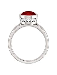 10K White Gold 10.00x8.00mm Oval Cut Chatham Created Ruby and Diamond Ring -- LIFETIME WARRANTY