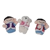 【ノーブランド品】知育玩具　指人形　グローブ　手袋人形　動物 3pcs 指のセット 熊と2旅行 おとぎ話 子供 学習センター