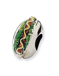 Sterling Silver Enameled Hot Dog Charm Bead Fits Pandora Chamilia Biagi Bracelet