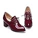 Latasa Womens Elegant Mid-Heel Chunkt Patent Leather Lace-up Oxford Shoes