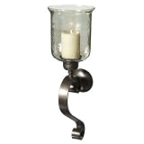 Midwest CBK Large Scroll Pillar Holder Wall Sconce with Hammered Glass