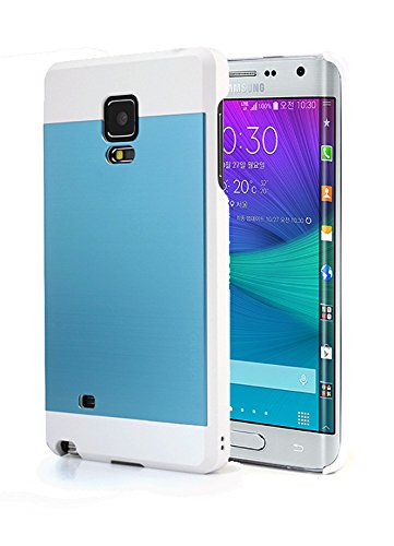 Galaxy Note Edge Case, [Aqua Blue/White] MOTOMO Galaxy Note Edge Case Aluminum [Brushed Aluminum] [Straight Edges] Metal Cover Protective Case for Galaxy Note Edge N915 - Retail Packaging MOEDBUWH