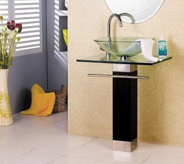 24 Monument Style Glass Vessel Sink Vanity with Glass Countertop