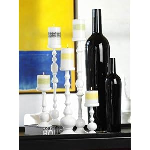 Set of 2 30H Pillar Holders in White Lacquered Finish