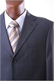 Men's Super 140's 100% Merino Wool Single Breasted 3 Button Black Pinstripe Dress Suit with Dual Side Vents***New for the Season!!!