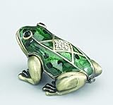BRASS FROG BOX WITH CRYSTAL