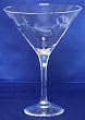 Individually Hand Etched Fishing Fly Martini Glass 8 1/4"H Set / 4
