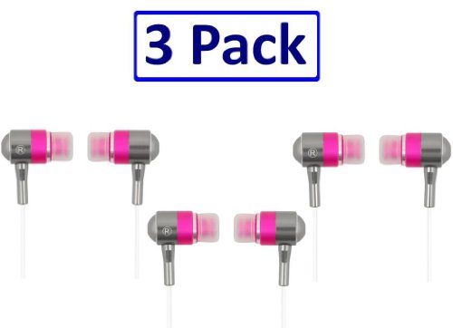 A4Tech SecureFit Metallic Super Bass Earphone In Ear Earbuds MK-650 For iPod - MP3 - MP4 - & All Audio Players - Pink - 3 Pack
