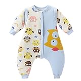 ベビー ロンパース 長袖 カバーオール 可愛い 長袖が取り外す可能 コットン 柔らか 通気性が良い フクロウ柄 ブルー 70-85cm