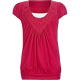 FULL TILT Crochet Neck Girls Top - Pink