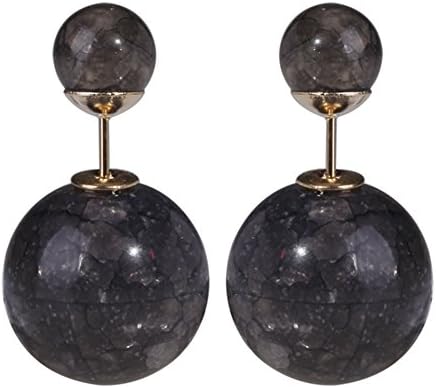 Jewelry1000 Marble Patterns Fashion Jewelry Double Side Stud Ball Earrings Black